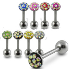 Piercing do jazyku činka se Swarovski krystalky PBBAR361