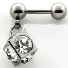 Piercing do ucha činka chirurgická ocel kostka ABBER3