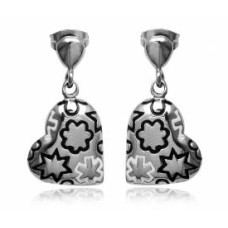 Naušnice chirurgická ocel srdce T0436