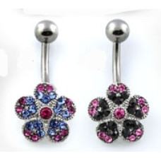 Piercing do pupíku kytička s krystalky AMCD378