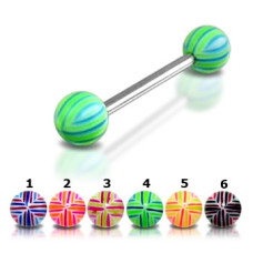 Piercing činka chirurgická ocel s UV kuličkami PBBAR341