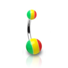 Piercing do pupíku s akrylátovými kuličkami Jamaica HWNB