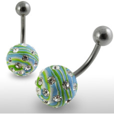 Piercing do pupíku fimo s krystalky PBFDBLY605