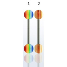 Piercing do jazyku činka pruhované kuličky ABBBD