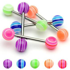 Piercing činka chirurgická ocel s UV kuličkami HWBA50