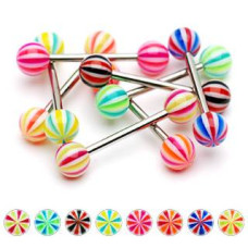 Piercing činka chirurgická ocel s UV kuličkami PBBAR314