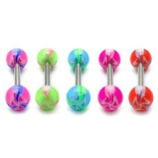 Piercing činka chirurgická ocel s UV kuličkami electric