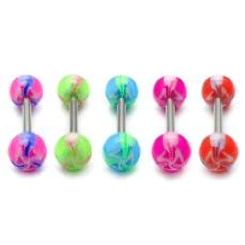 Piercing činka chirurgická ocel s UV kuličkami electric
