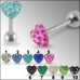 Piercing do jazyku činka se Swarovski krystalky srdce PBFDTN03