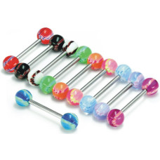 Piercing činka chirurgická ocel s UV kuličkami Strike-out PPUB291