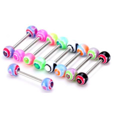 Piercing činka chirurgická ocel s UV kuličkami PPUB290