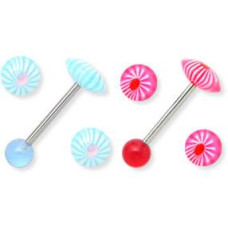 Piercing činka chirurgická ocel s UV kuličkami PP060