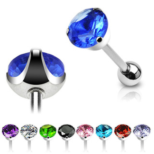 Piercing do jazyku činka se zirkonem HWBS10