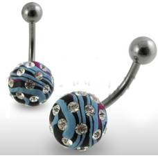 Piercing do pupíku fimo s krystalky PBFDBLY603