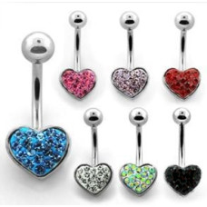 Piercing do pupíku srdíčko s krystalky AMCD372