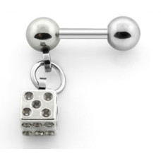 Piercing do ucha činka chirurgická ocel hrací kostka ABBER4