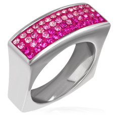 Prsten chirurgická ocel s krystaly LVRR131