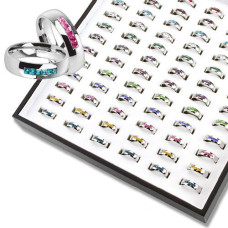 Prsten chirurgická ocel s tmavě modrými kamínky HWSR26