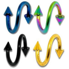 Piercing spirála - kónus, modrá barva