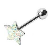Piercing do jazyku - hvězda osázená zirkony