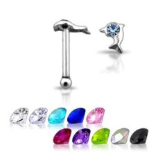 Stříbrný piercing do nosu - delfínek