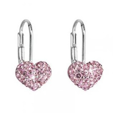 Dívčí stříbrné náušnice srdíčka s krystaly Crystals from Swarovski® Rose