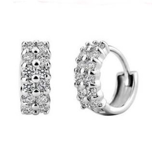 Stříbrné náušnice - malé kroužky se zirkony Stříbrné náušnice - malé kroužky se zirkony