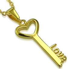 Ocelový přívěšek zlacený - klíč