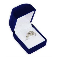 Modrá semišová dárková krabička na prsten