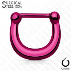 Ocelový piercing do nosu - septum fialový