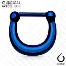 Ocelový piercing do nosu - septum modrý