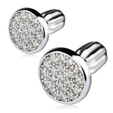 Stříbrné náušnice šroubovací, čiré zirkony