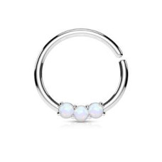 Piercing do nosu/ucha kruh s bílými opály