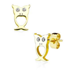 Zlacené ocelové náušnice - sovičky