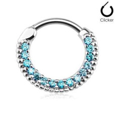Piercing do nosu - septum, tyrkysové kamínky
