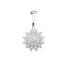 Piercing do pupíku - čiré kamínky