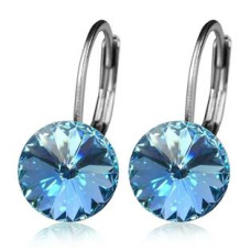 Ocelové náušnice s krystaly Swarovski® AQUAMARINE