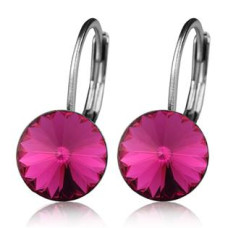 Ocelové náušnice s krystaly Swarovski® FUCHSIA