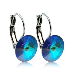 Ocelové náušnice s krystaly Swarovski® 12 mm, BERMUDA BLUE