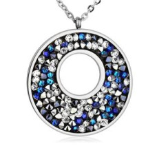 Ocelový náhrdelník s krystaly Crystals from Swarovski® BERMUDA BLUE PEPPER