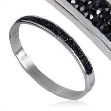 Ocelový náramek - černé krystaly