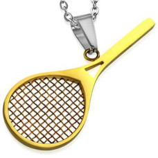 Ocelový přívěšek - tenisová raketa zlacená