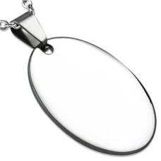 Ocelový přívěšek - destička ovál 25 x 35 mm