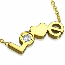 Zlacený ocelový řetízek s textem LOVE