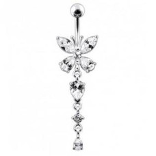 Stříbrný piercing do pupíku - motýlek