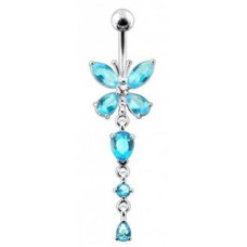 Stříbrný piercing do pupíku - motýlek