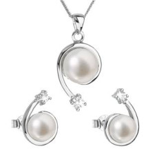 Perlová souprava z říčních perel bílá 