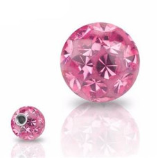 Náhradní kulička s krystaly Swarovski®, 10 mm, závit 1,6 mm, barva ROSE