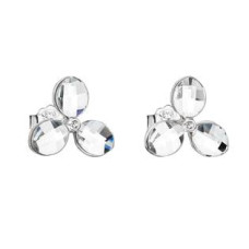 Stříbrné náušnice pecka s krystaly Swarovski bílá kytička 
