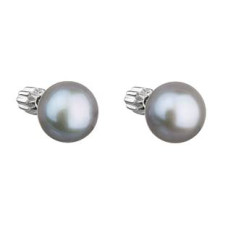 Stříbrné náušnice pecky s šedou říční perlou 